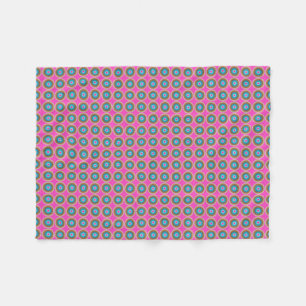 Retro Dot Pattern - Pink Yellow Blue Fleece Blanket