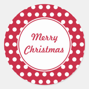 Retro Dot Red Merry Christmas Stickers