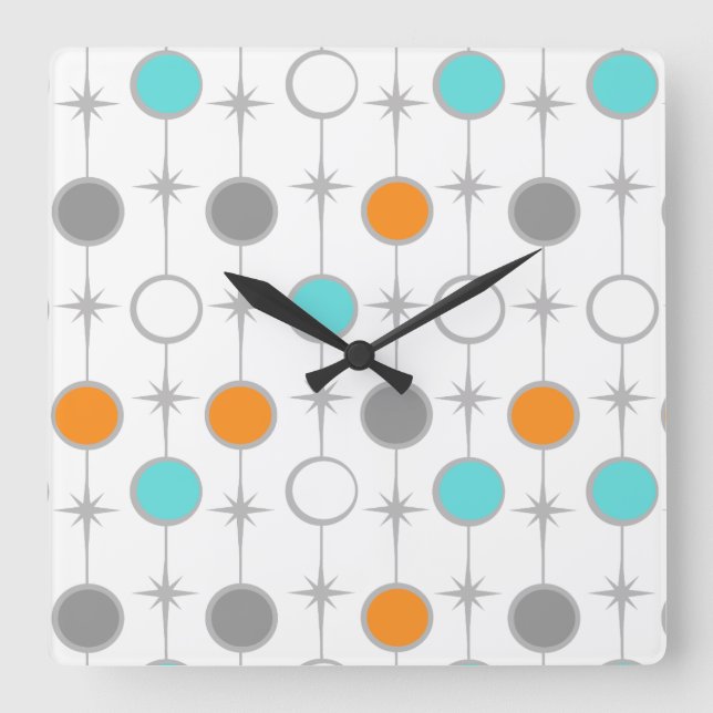 Retro Dots and Starbursts Acrylic Wall Clock (Front)