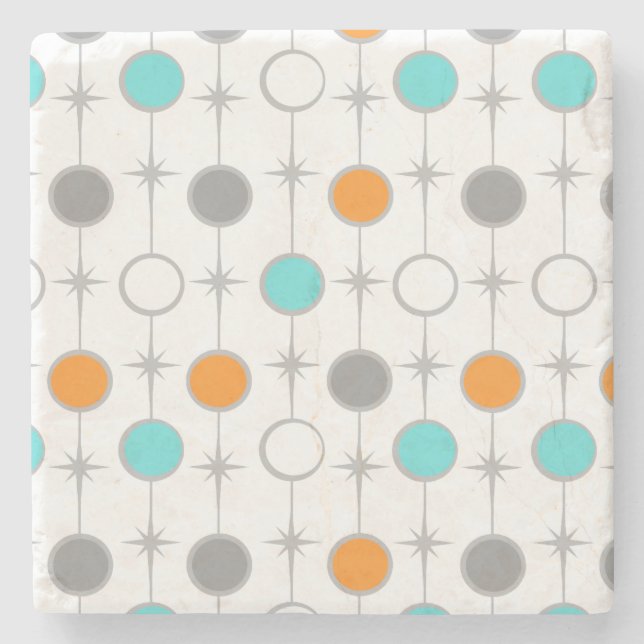 Retro Dots and Starbursts Marble Coaster (Front)