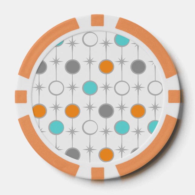 Retro Dots and Starbursts Poker Chip (Front)
