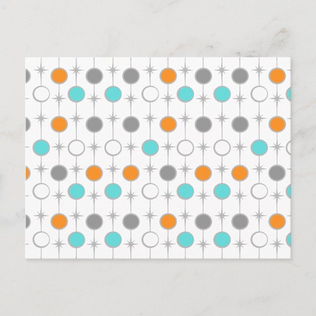 Retro Dots and Starbursts Postcard (Front)