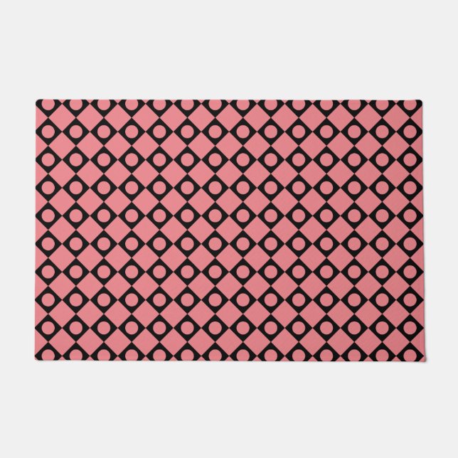 Retro Dots Black Doormat (Front)