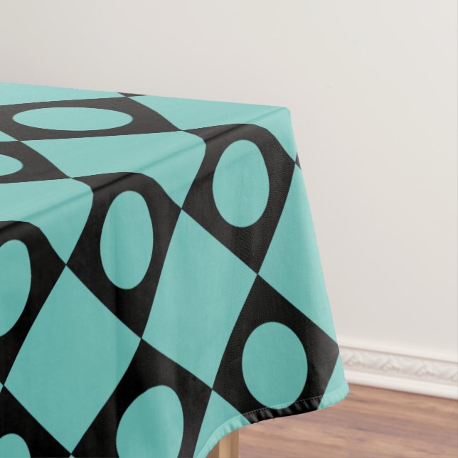 Retro Dots Black Tablecloth (In Situ)