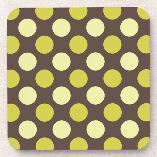 "Retro Dots - Chocolate And Lime" Coasters (Front)