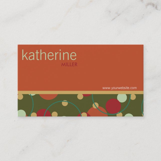 Retro Dots Circles Custom Template Profile Card (Front)