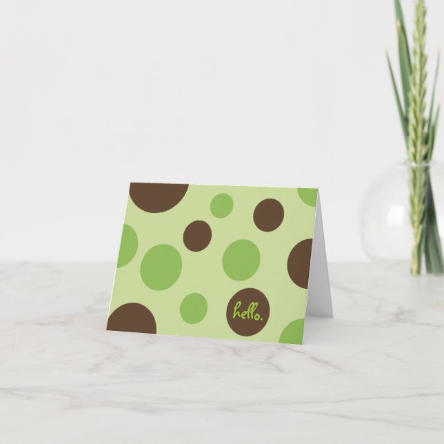 Retro Dots Lime Note Card (Blank) (Front)
