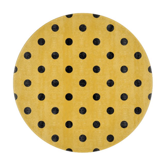 Retro Dots - Mustard & Black Cutting Board (Front)
