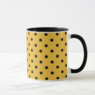 Retro Dots - Mustard & Black Mug