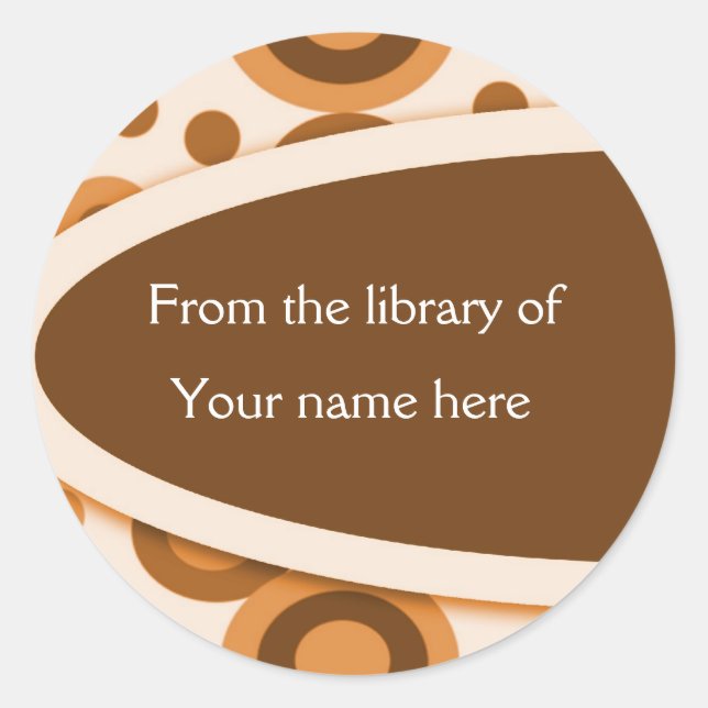 Retro Dots Personalised Bookplates Classic Round Sticker (Front)