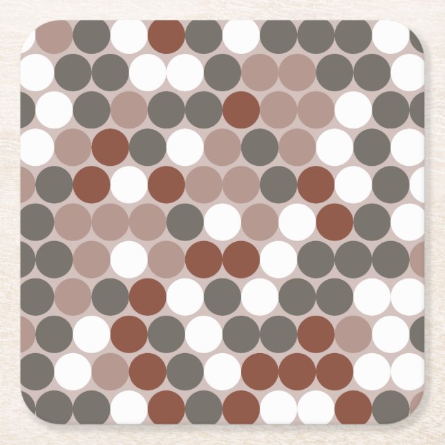 Retro dots  square paper coaster (Front)