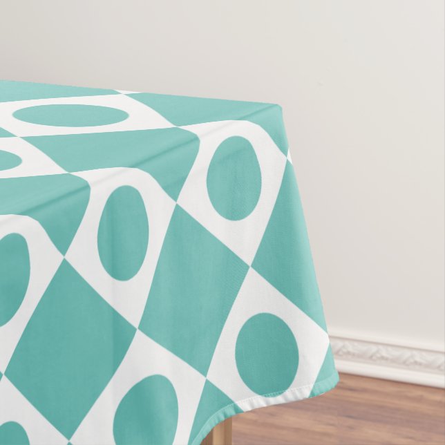 Retro Dots White Tablecloth (In Situ)