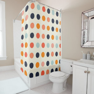 Retro Dotted Pattern Shower Curtain