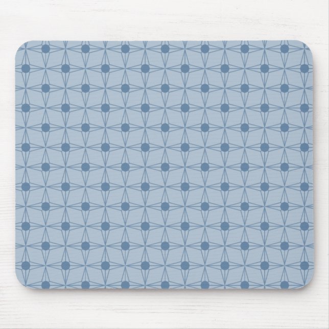 Retro Dotted Star Mousepad, Blue Mouse Mat (Front)