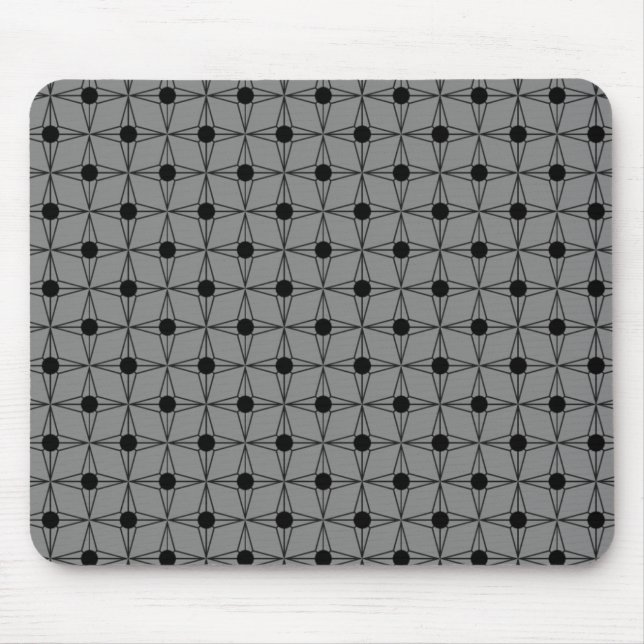 Retro Dotted Star Mousepad, Grey Mouse Mat (Front)
