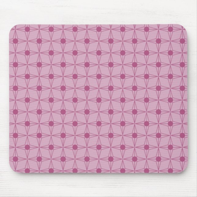 Retro Dotted Star Mousepad, Pink Mouse Mat (Front)