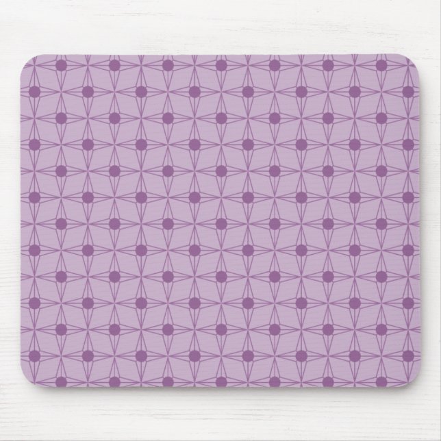 Retro Dotted Star Mousepad, Purple Mouse Mat (Front)