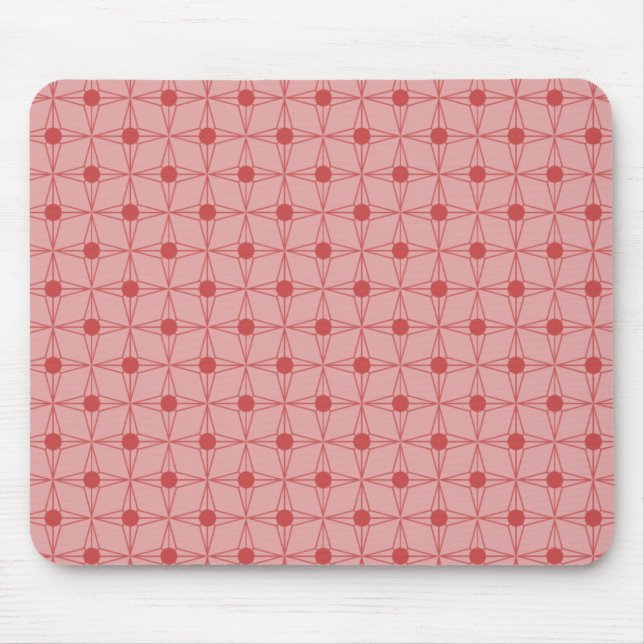 Retro Dotted Star Mousepad, Red Mouse Mat (Front)