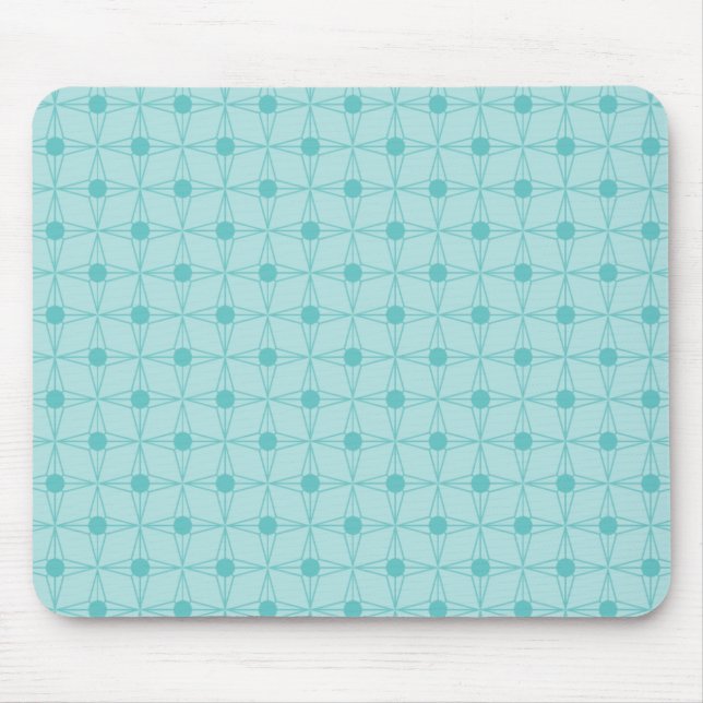 Retro Dotted Star Mousepad, Turquoise Mouse Mat (Front)