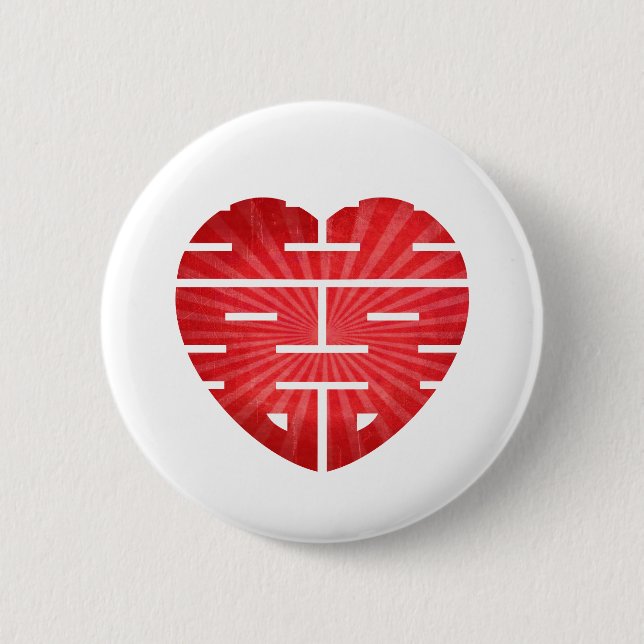 Retro Double Happy Heart 6 Cm Round Badge (Front)