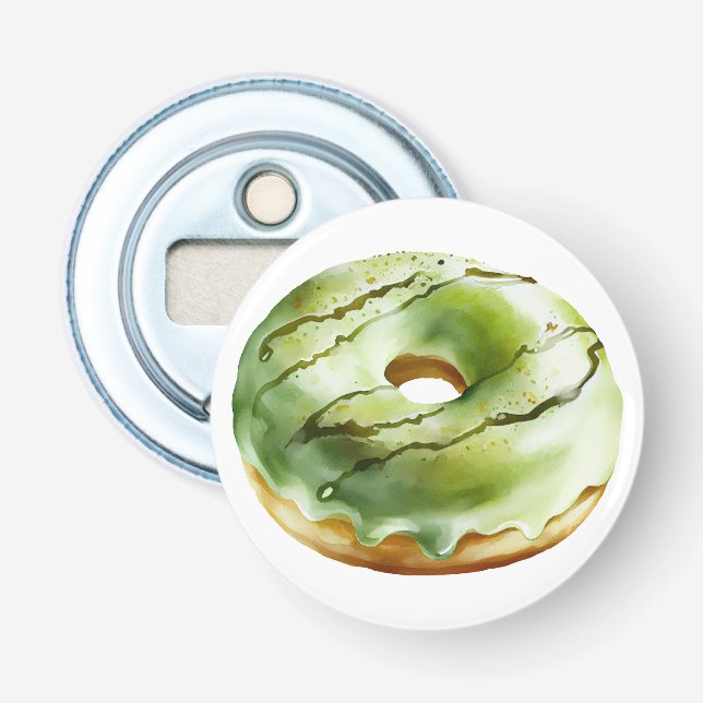 Retro Doughnut - Green Icing Bottle Opener (Front)