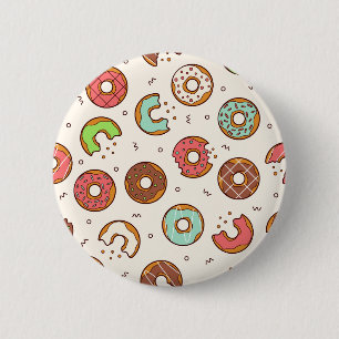 Retro Doughnut Pattern Cute Colourful Style 6 Cm Round Badge