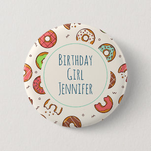 Retro Doughnut Pattern Cute Colourful Style Birthd 6 Cm Round Badge