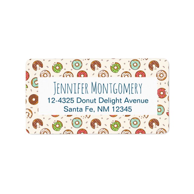 Retro Doughnut Pattern Cute Colourful Style Label (Front)