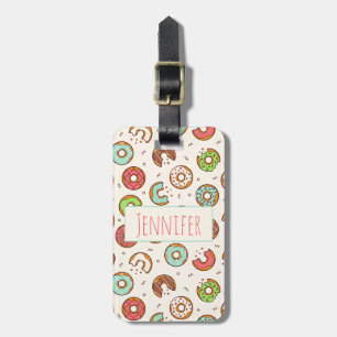 Retro Doughnut Pattern Cute Colourful Style Luggage Tag