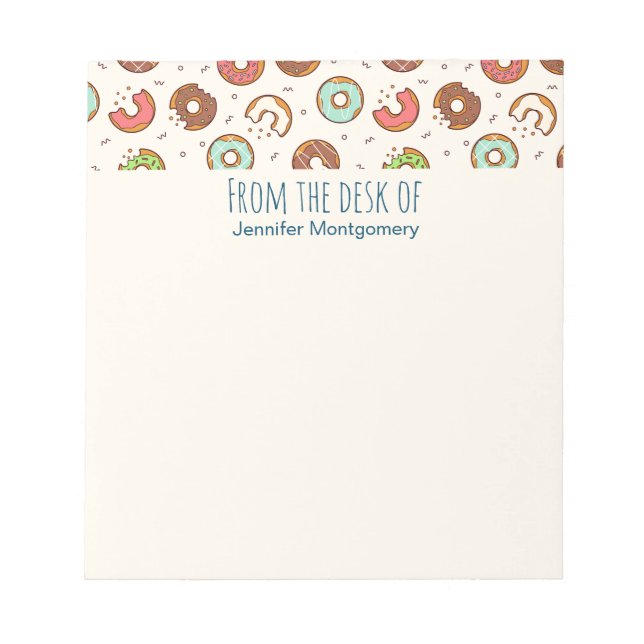 Retro Doughnut Pattern Cute Colourful Style Notepad (Front)