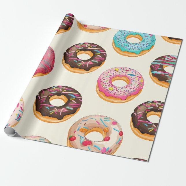Retro Doughnut Pattern Wrapping Paper (Unrolled)