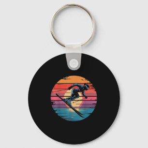 Retro Downhill Skiing Vintage Sunset Sports Gifts Key Ring