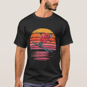 Retro Downhill Skiing Vintage Sunset Sports Gifts T-Shirt