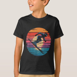 Retro Downhill Skiing Vintage Sunset Sports Gifts T-Shirt