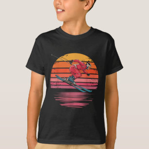 Retro Downhill Skiing Vintage Sunset Sports Gifts T-Shirt