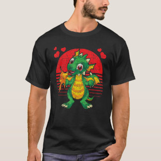 Retro Dragon   Heart Mythical Creature Cute Dragon T-Shirt