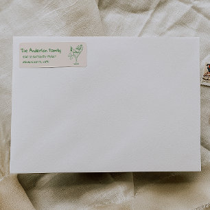 Retro Drawn Green Santa Claus Merry Christmas