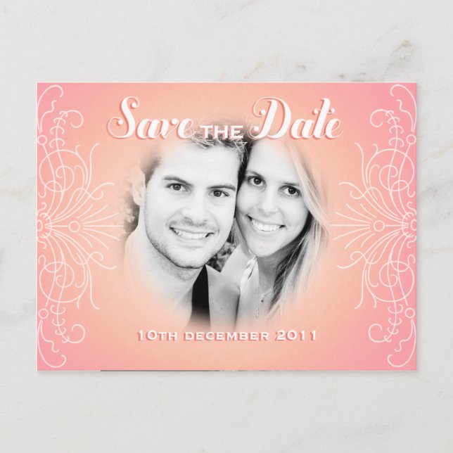 Retro Dream Save the Date Photo postcard (Front)