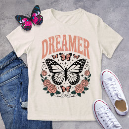 Retro Dreamer Butterfly and Roses T-Shirt Tri-Blend Shirt