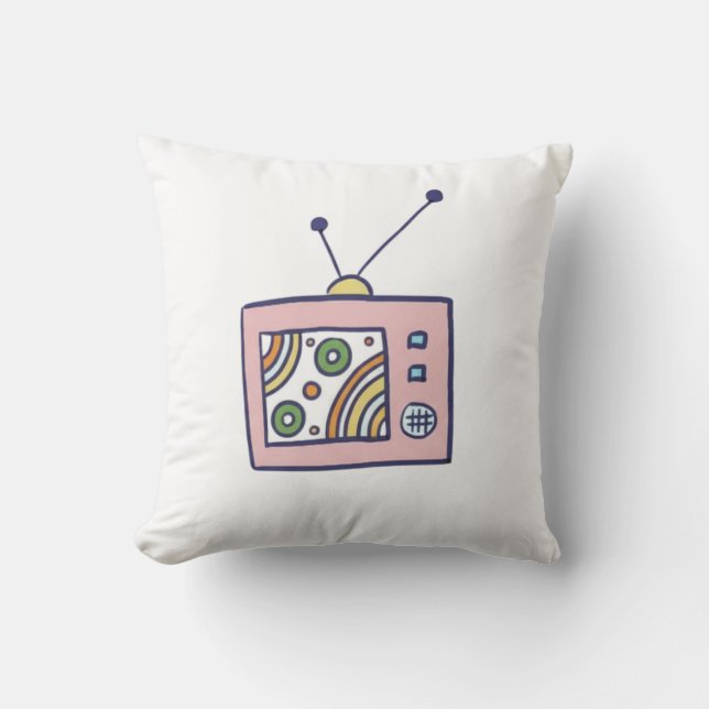 Retro Dreamland Cute Vintage TV Art Cushion (Front)