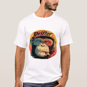 Retro Drifter Monkey Streetwear Design T-Shirt