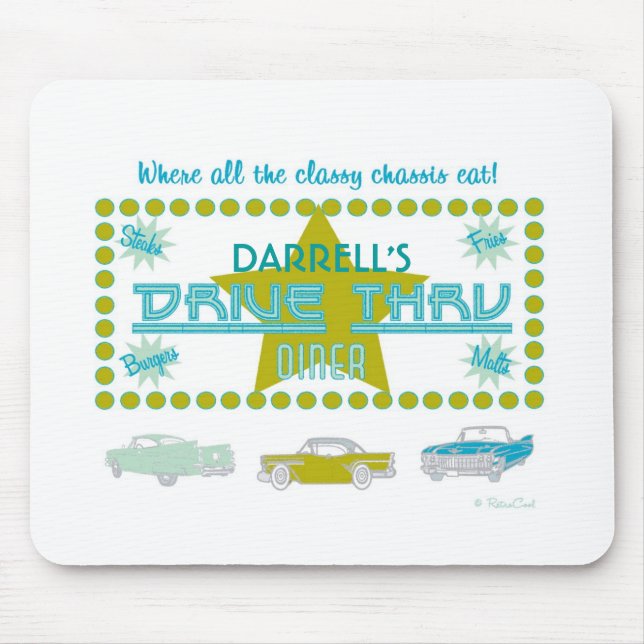 Retro Drive-Thru Diner (grn) Mouse Mat (Front)