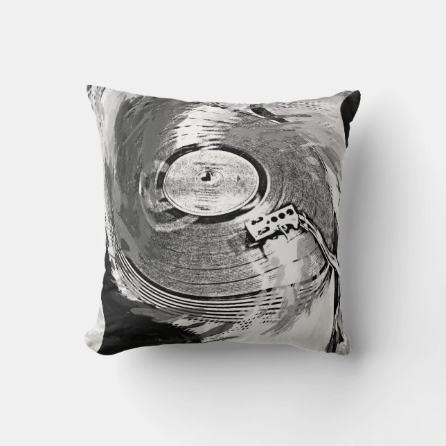 Retro Drop The Needle Record Player Cushion Pillow (Front)