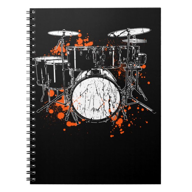 Retro Drum Set Music Drummer Notebook (Front)