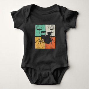Retro Drum Set Vintage Drumming Music Drummer Baby Bodysuit