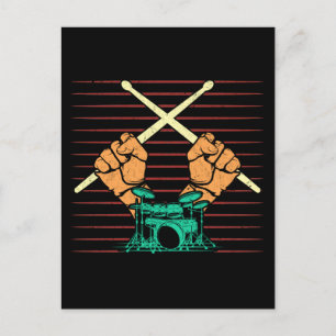 Retro Drum Sticks Music Lover Drummer Postcard