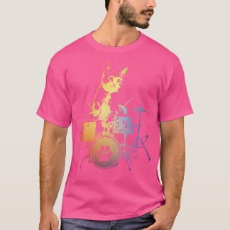 Retro Drummer Cat Music Lover Vintage Kitty Playin T-Shirt