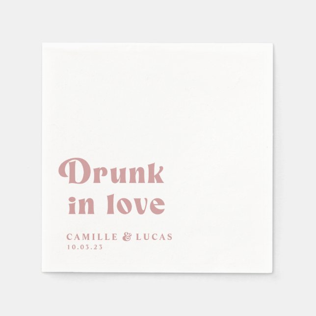 Retro Drunk In Love Personalised Napkins (Front)