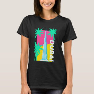 Retro Dubai Art Burj Khalifa Palm Trees Vintage St T-Shirt
