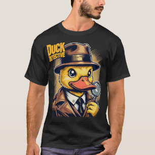 Retro Duck Detective on Yellow Faded Lines T-Shirt